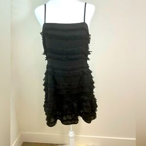 Princess Polly Black Fringe Mini Dress – Size 8